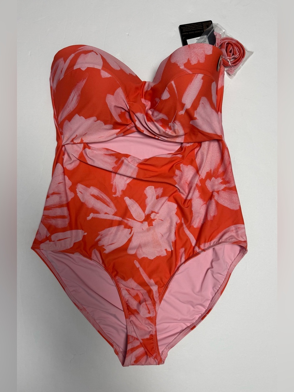 NWT Niptuck Floral One-Piece Swimsuit in Orange & Pink floral women’s size 10 - Picture 1 of 10